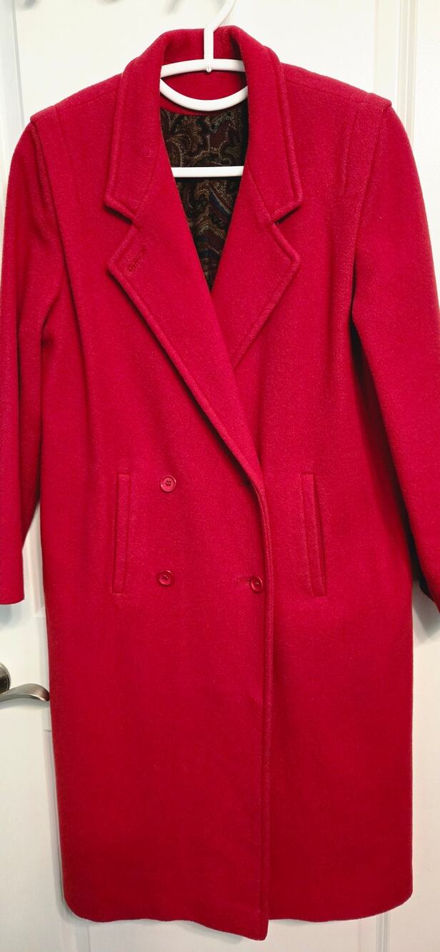 Vintage Coat Projections LTD Womens 12 Red Wool Overcoat Long coat